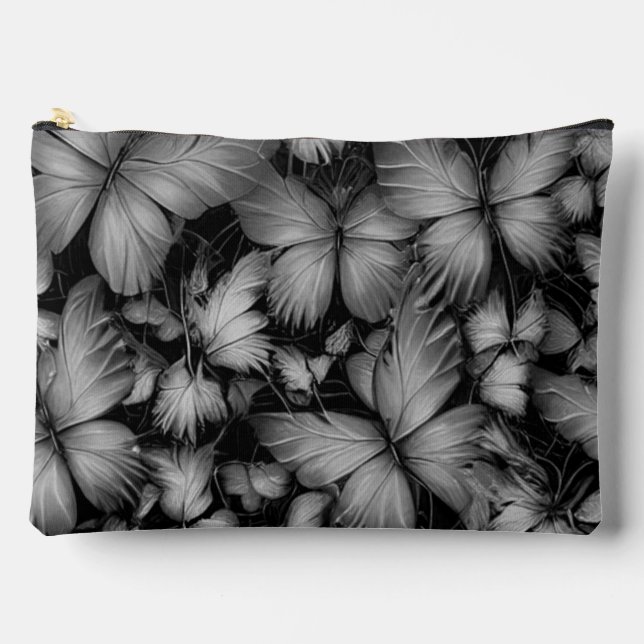 Grey Butterflies Print Accessory Pouch (Front)