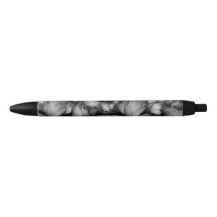 Grey Butterflies Print Black Ink Pen