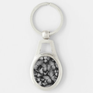 Grey Butterflies Print Key Ring