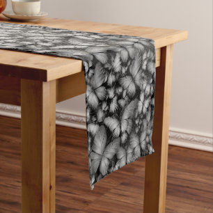 Grey Butterflies Print Medium Table Runner