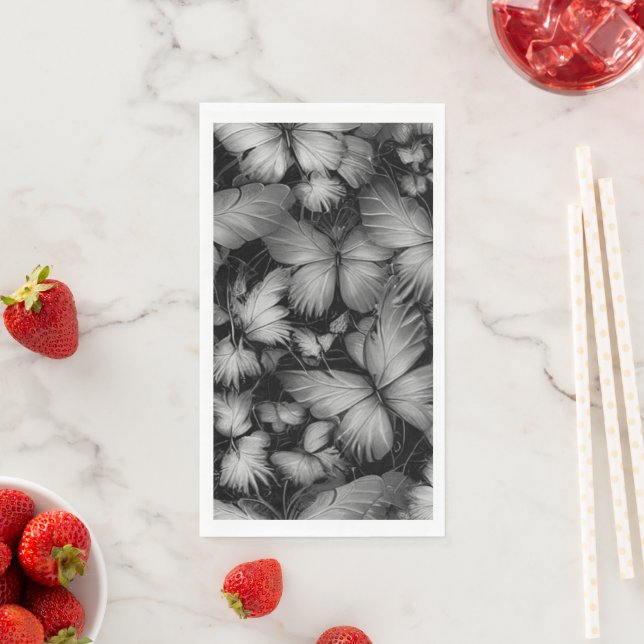 Grey Butterflies Print Napkin (Insitu)