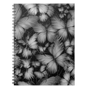 Grey Butterflies Print Notebook