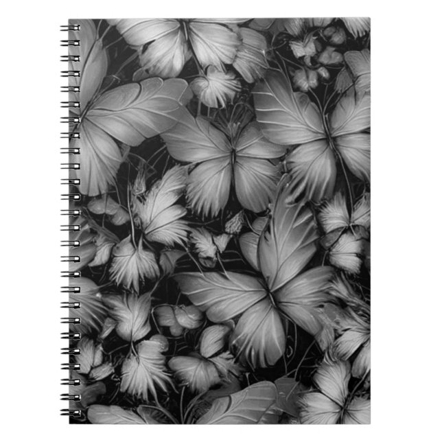 Grey Butterflies Print Notebook (Front)