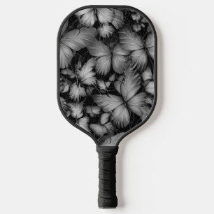 Grey Butterflies Print Pickleball Paddle