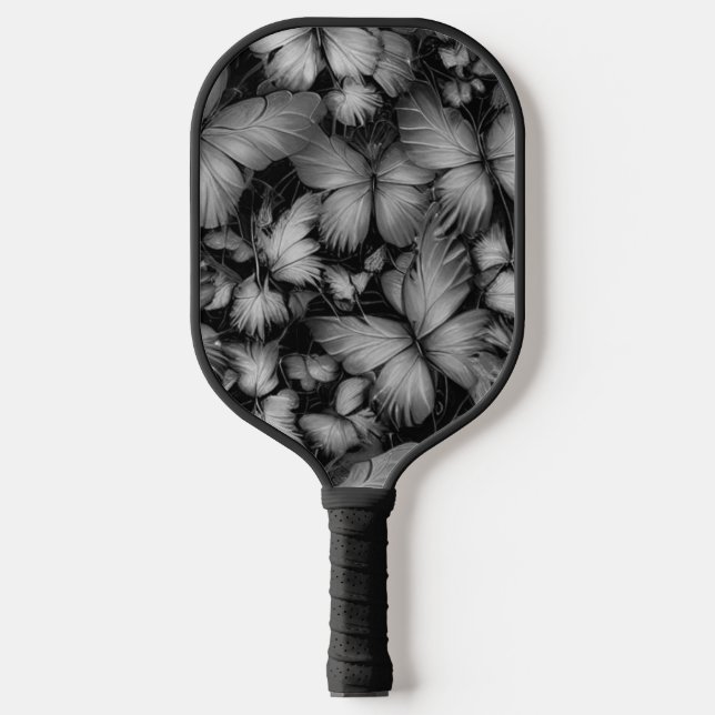 Grey Butterflies Print Pickleball Paddle (Front)