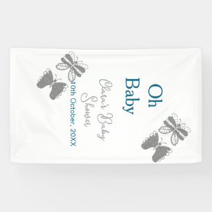 Grey butterfly blue baby shower oh baby modern ext banner