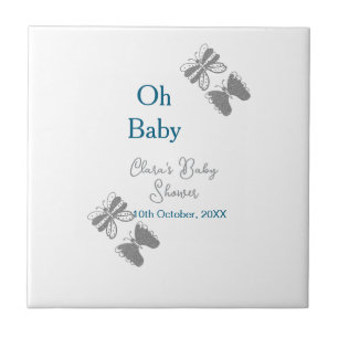 Grey butterfly blue baby shower oh baby modern ext ceramic tile