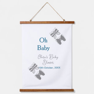Grey butterfly blue baby shower oh baby modern ext hanging tapestry