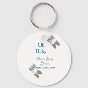 Grey butterfly blue baby shower oh baby modern ext key ring