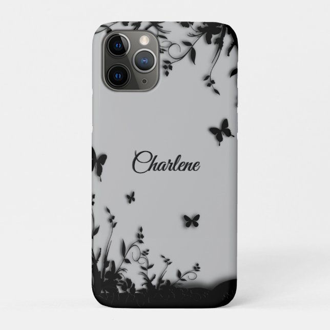 Grey Butterfly Garden Personalised   Case-Mate iPhone Case (Back)