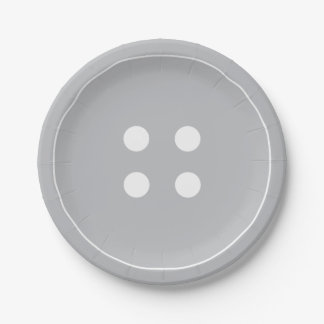 Grey Button Paper Plates