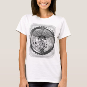 Grey caduceus Hospice Nurse T-Shirt