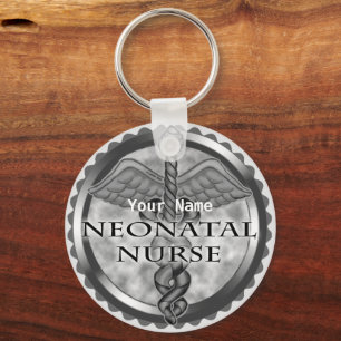 Grey caduceus Neonatal Nurse Key Ring