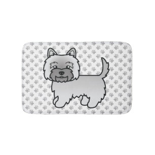 Grey Cairn Terrier Cute Cartoon Dog Bath Mat