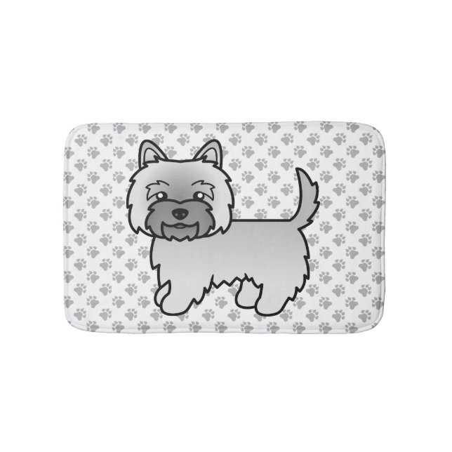 Grey Cairn Terrier Cute Cartoon Dog Bath Mat (Front)