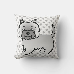 Grey Cairn Terrier Cute Cartoon Dog Cushion