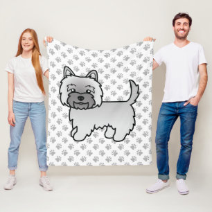 Grey Cairn Terrier Cute Cartoon Dog Fleece Blanket
