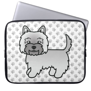Grey Cairn Terrier Cute Cartoon Dog Laptop Sleeve