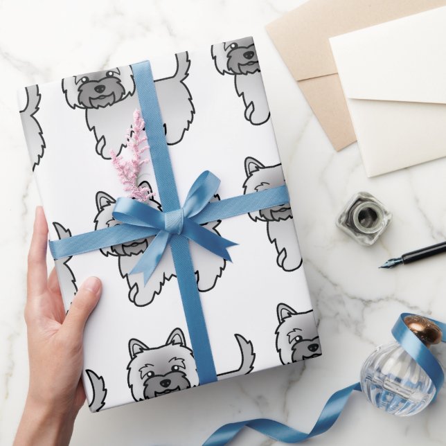 Grey Cairn Terrier Cute Cartoon Dog Pattern Wrapping Paper (Gifting)