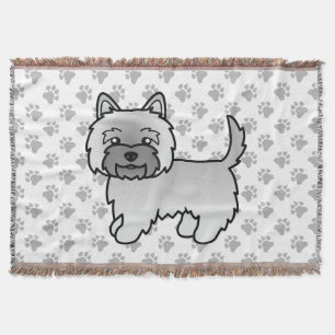 Grey Cairn Terrier Cute Cartoon Dog Throw Blanket