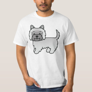Grey Cairn Terrier Dog Caricature Illustration T-Shirt
