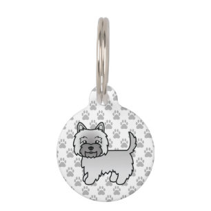 Grey Cairn Terrier Dog Drawing & Pet's Info Pet Tag