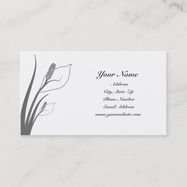 Grey Calla Lily Silhouette Business Cards (Front)