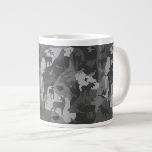 Grey cammo/camoflauge/deer/elk/moose/hunting dog large coffee mug