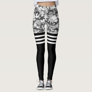 Grey camo and white triple stripe  leggings