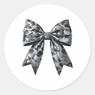 Grey Camo Bow Hunting Hiking Girl Women Camouflage Classic Round Sticker
