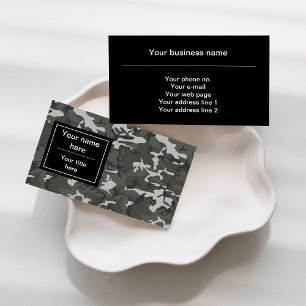 Grey Camo, Camouflage, Military, Army Business Card