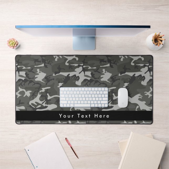 Grey Camo, Camouflage, Military, Army Desk Mat (Office 1)