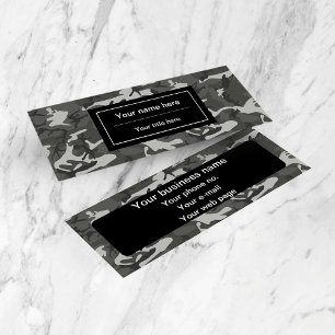Grey Camo, Camouflage, Military, Army Mini Business Card
