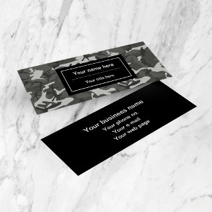 Grey Camo, Camouflage, Military, Army Mini Business Card
