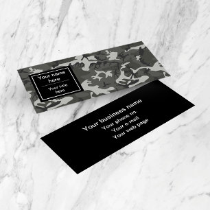 Grey Camo, Camouflage, Military, Army Mini Business Card