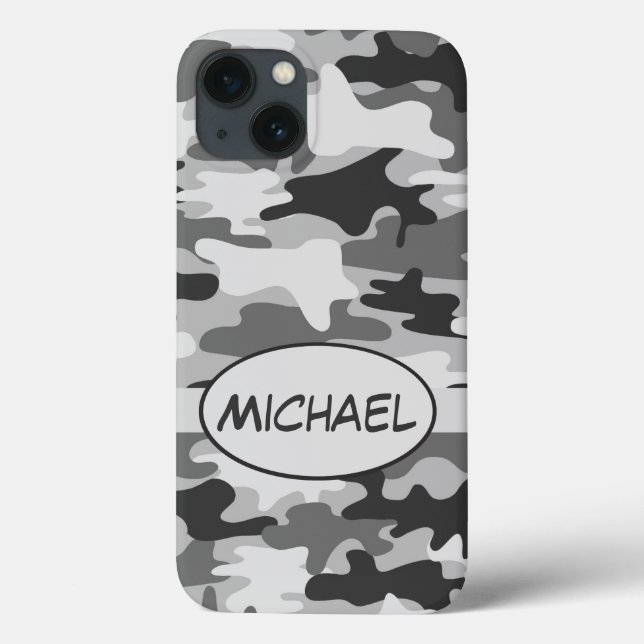 Grey Camo Camouflage Name Personalised Case-Mate iPhone Case (Back)