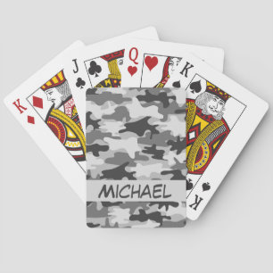Grey Camo Camouflage Name Personalised Poker Playing Cards