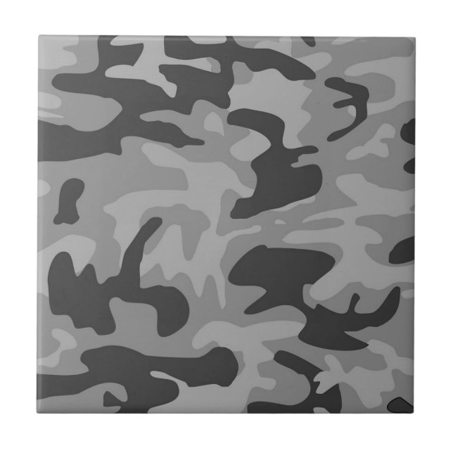 Grey Camo Grey Camouflage Pattern Ceramic Tile (Front)