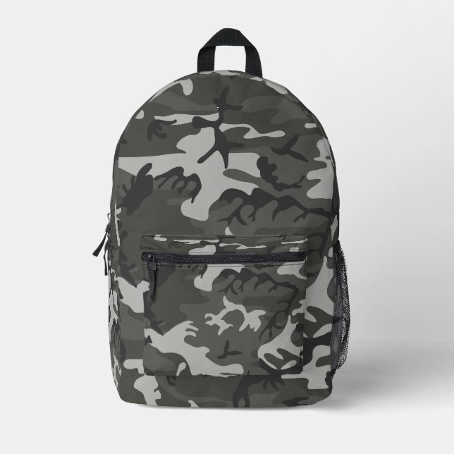 Grey Camo Printed Backpack (Front)