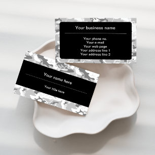 Grey Camo, Winter Camo, Snow Camouflage, Military Business Card