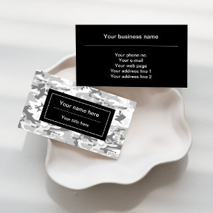 Grey Camo, Winter Camo, Snow Camouflage, Military Business Card