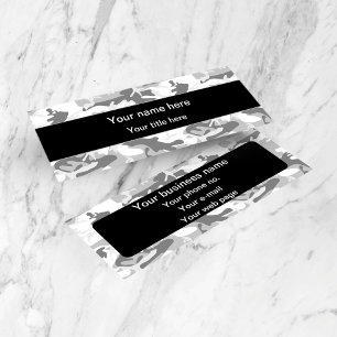 Grey Camo, Winter Camo, Snow Camouflage, Military Mini Business Card