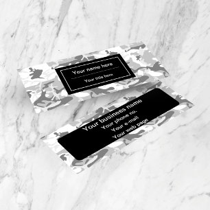 Grey Camo, Winter Camo, Snow Camouflage, Military Mini Business Card