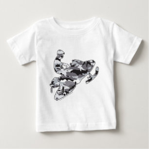 Grey Camoflage Snowmobiler Baby T-Shirt