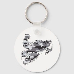 Grey Camoflage Snowmobiler Key Ring