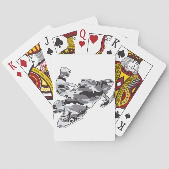 Grey Camoflage Snowmobiler Playing Cards (Back)