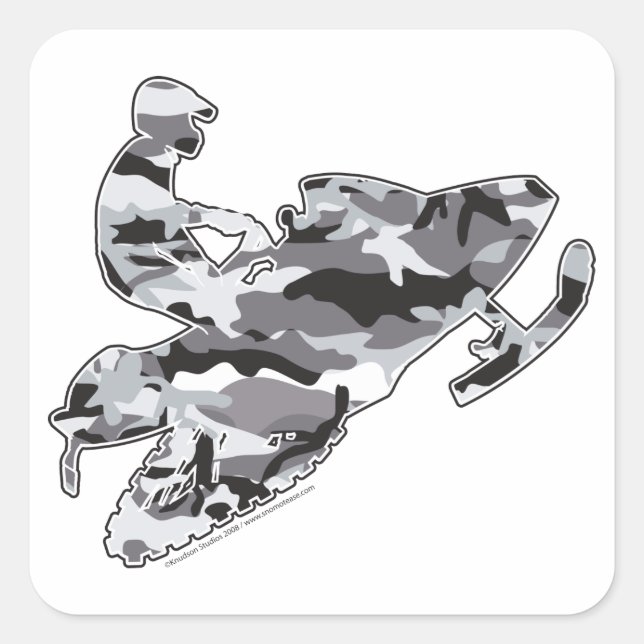 Grey Camoflage Snowmobiler Square Sticker (Front)