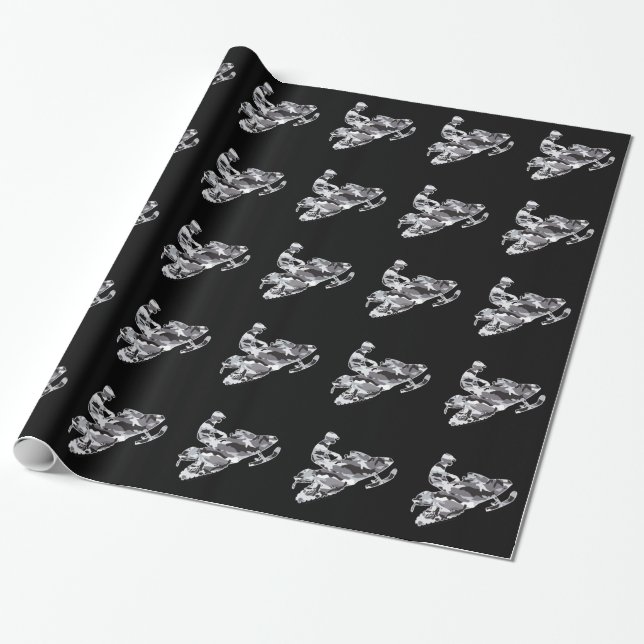 Grey Camoflage Snowmobiler Wrapping Paper (Unrolled)