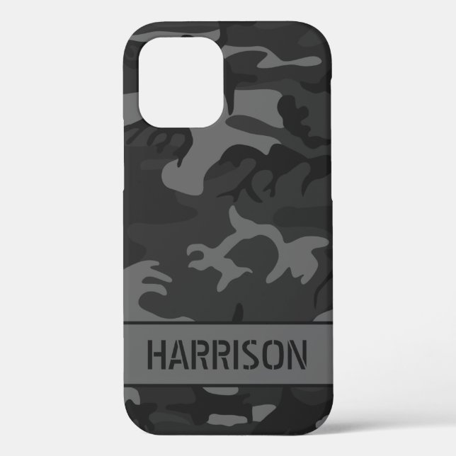 Grey Camouflage Monogram Case-Mate iPhone Case (Back)