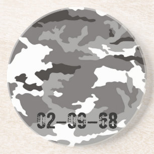 Grey camouflage pattern coaster